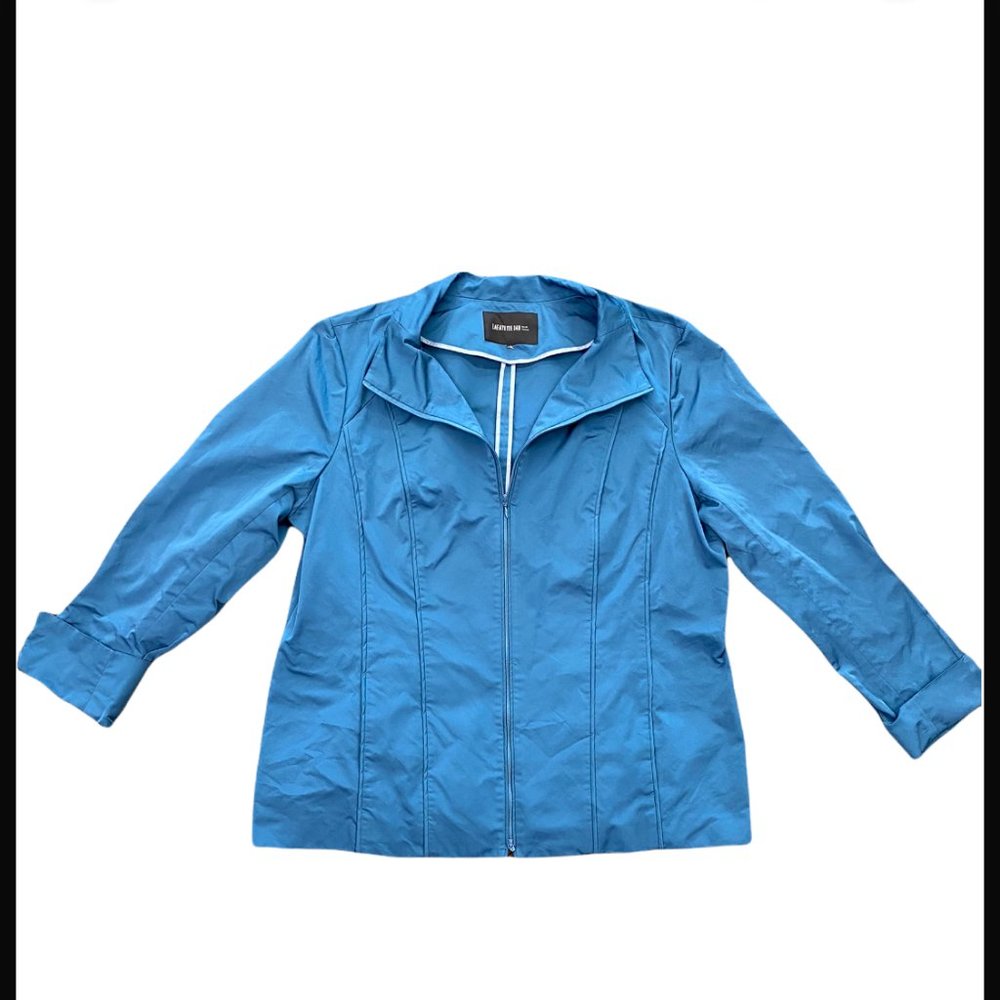 Lafayette 148 New York Designer Zip Up Jacket Teal Large